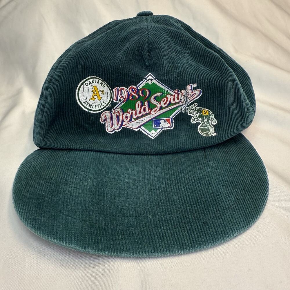 RARE 1989 Oakland A’s World Series Corduroy SnapBack Hat Vintage MLB UII Supreme